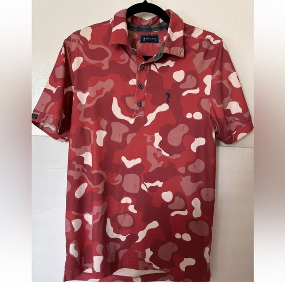 William Murray Polo‎ Shirt Golf Camo Pink Short Sleeve Stretch Mens Size Small